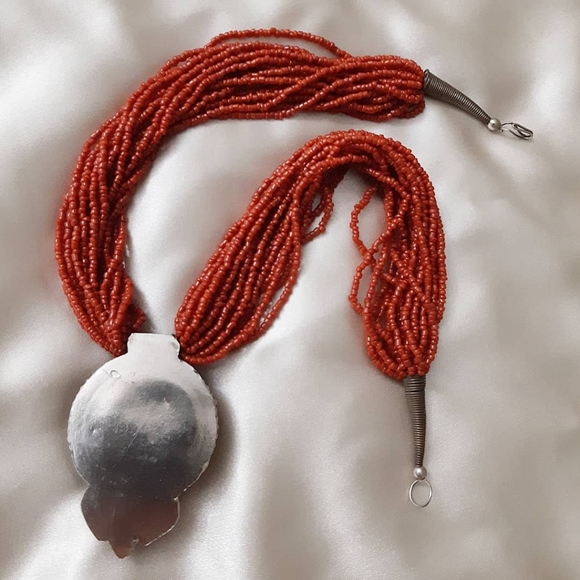 Vintage Tibetan Genuine Red Coral Necklace 20-Strand Twisted Bali Silver Locket - Picture 8 of 11